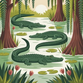 Florida Alligator Seamless Pattern
