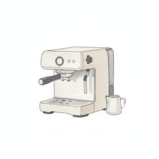 Minimal Watercolor Espresso Machine