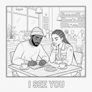 Black and White Coffee Shop Illustration