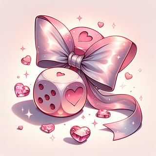 Romantic Pastel Dice with Ribbon Bow