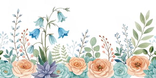 Watercolor Bluebell Border