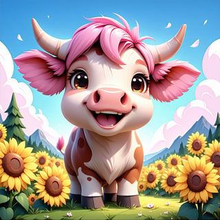 Cute 3D Baby Highland Cow