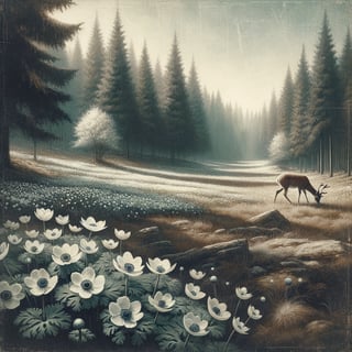 Vintage Forest Oil Painting