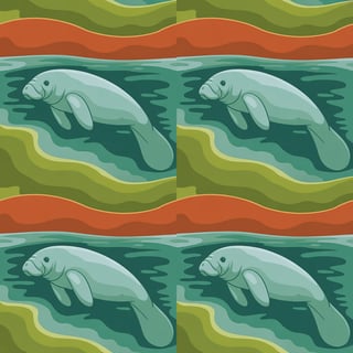 1960s Mid-Century Modern Manatee Pattern