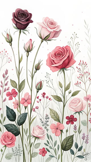 Vivid Illustration of Small Roses