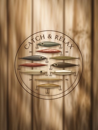 Vintage Fishing Lures Badge Design