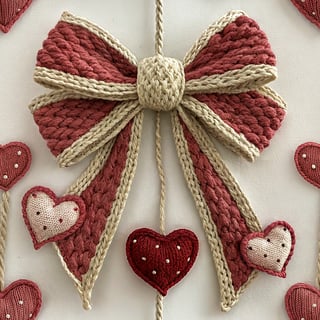 Handmade Crochet Bow with Hearts