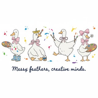 Art Teacher Geese with Paintbrushes