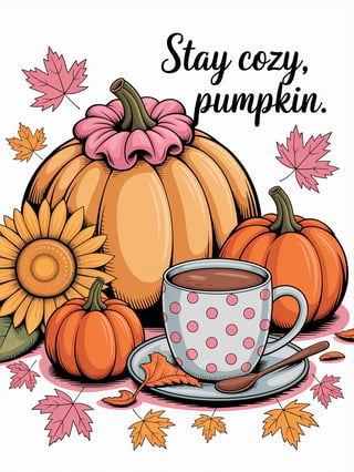 Groovy Autumn Pumpkin Illustration