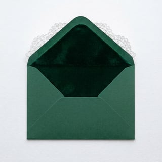 Emerald Green Envelope with White Lace