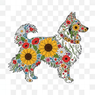 Boho Floral Shetland Sheepdog Illustration