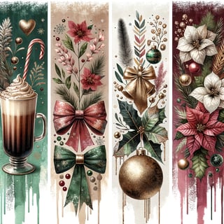Modern Holiday Watercolor Collage