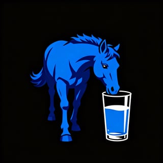 Blue Horse Drinking Water Mascot
