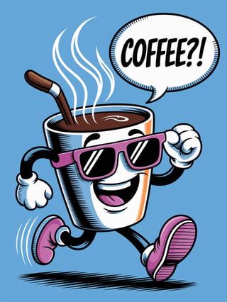 Whimsical Coffee Cup Character Illustration