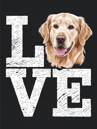 Bold Love Design with Golden Retriever Head
