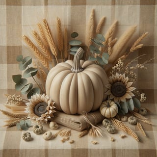 Neutral Pumpkin with Rustic Fall Decor