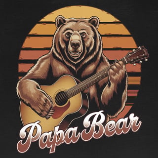 Grizzly Bear Playing Guitar Illustration