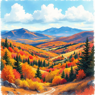 Ink and Watercolor New Hampshire Poster