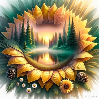 Sunflower Misty Forest Sunrise