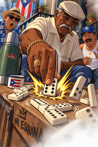 Cartoon Domino Slam on Stoop