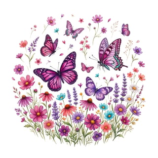 Vintage Pink & Purple Butterfly Meadow