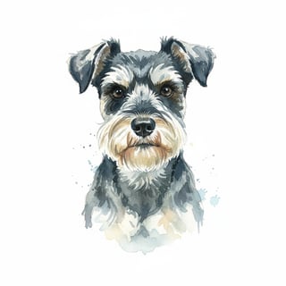 Miniature Schnauzer Watercolor Portrait
