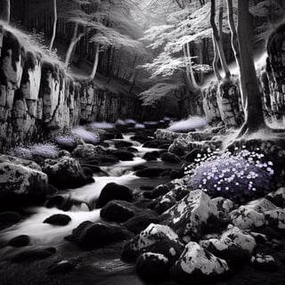 Black and White Woodland Creek