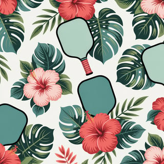 Tropical Pattern with Hibiscus & Pickleball
