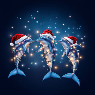 Boho Dolphins with Christmas Lights
