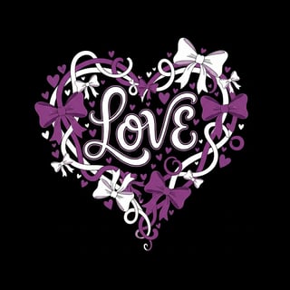 Orchid Purple Heart Bow Illustration