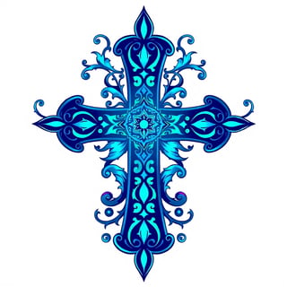 Symmetrical Fantasy Blue Cross Illustration