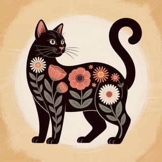 Modern Folk Art Cat Design