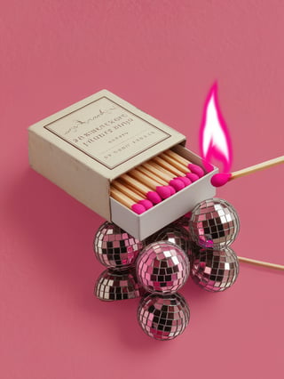 Vintage Matchbox with Disco Ball Tips Art