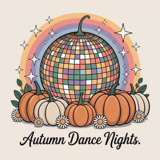 Rainbow Disco Ball with Autumn Theme