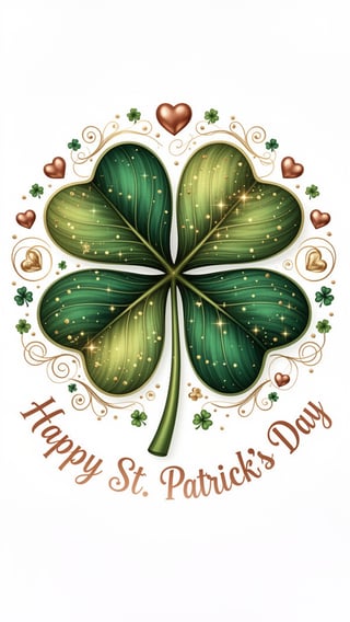 Emerald Green Four-Leaf Clover Illustration