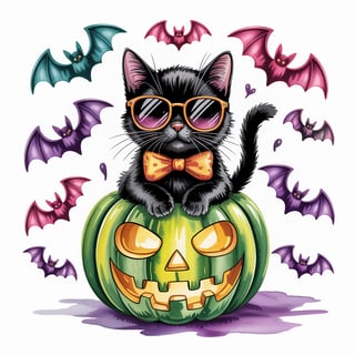 Cute Black Cat with Sunglasses Art