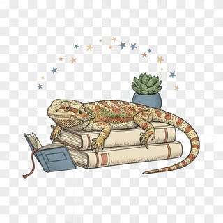 Bearded Dragon Reading Book Illustration
