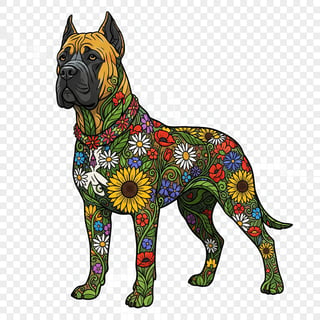 Boho Floral Cane Corso Illustration