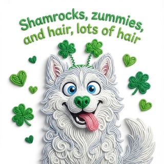 Playful Faux Yarn Husky Art
