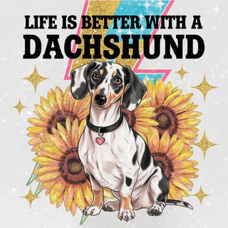 Piebald Dachshund with Sunflowers Art