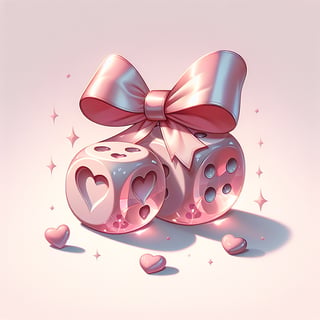 Romantic Pastel Dice with Ribbon Bow