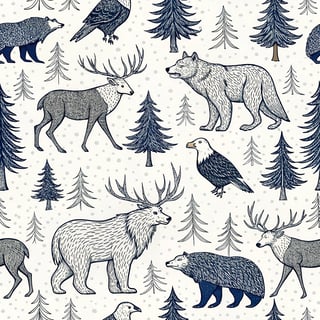 Wildlife Line Art Pattern