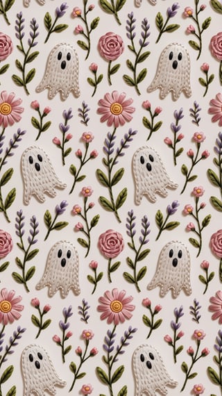 Ethereal Ghosts and Wildflowers Pattern