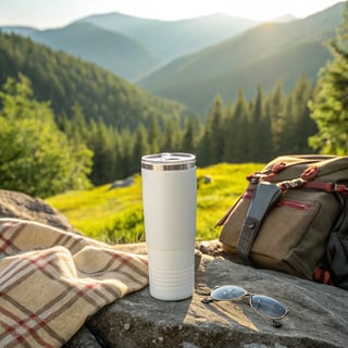 Stainless Steel Tumbler Against Mountain View