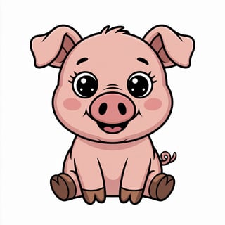 Cute Animated Nursery Pig Art