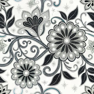 Neon Silver Floral Embroidery Pattern