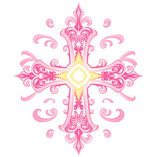 Symmetrical Pink Fantasy Cross Design