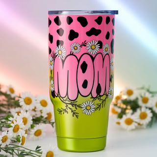 Neon Pink Cow Print Tumbler Wrap
