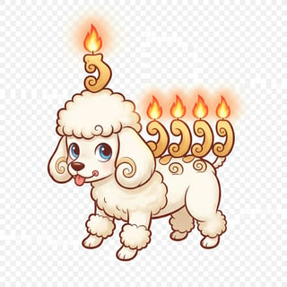 Cute Poodle Menorah Cartoon