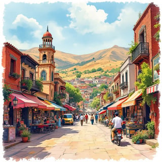 Vibrant Ink & Watercolor Travel Poster